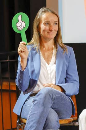 Claudia Wittig beim Politsnak des DGB Halle-Dessau und des Landesbüros Sachsen-Anhalt im Puschkino. Halle (Saale), 20.08.2026 *** Claudia Wittig at the political discussion hosted by the DGB Halle-Dessau and the Saxony-Anhalt Regional Office at the Puschkino in Halle-Saale, August 20, 2026 Foto:xR.xStoffelsx xFuturexImagex politsnack_6815