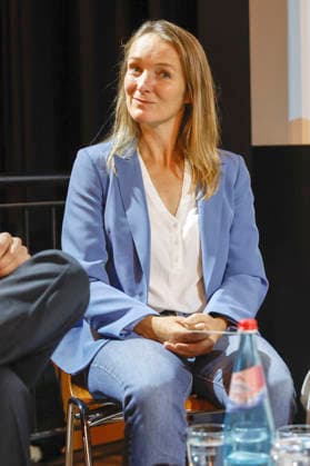 Claudia Wittig beim Politsnak des DGB Halle-Dessau und des Landesbüros Sachsen-Anhalt im Puschkino. Halle (Saale), 20.08.2026 *** Claudia Wittig at the political discussion hosted by the DGB Halle-Dessau and the Saxony-Anhalt Regional Office at the Puschkino in Halle-Saale, August 20, 2026 Foto:xR.xStoffelsx xFuturexImagex politsnack_6816