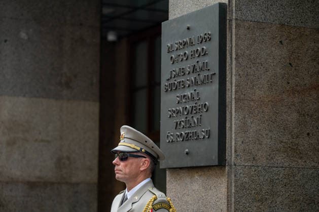 Independent media are one of the fundamental pillars of democracy, Czech President Petr Pavel (not pictured) said outside the Czech Radio (CRo) building in Prague, Czech Republic, August 21, 2026 during a memorial ceremony marking the 58th anniversary of the 1968 occupation of Czechoslovakia by the Warsaw Pact troops. (CTKxPhoto OndrejxDeml) CTKPhotoP2026082102679  CTKPhotoP2026082102679