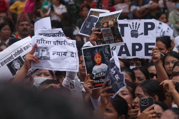 August 21, 2026, Kathmandu, Bagmati, Nepal: A protest was held in Kathmandu today over the rape and murder of Garima Chaudhary, a three-year-old girl from Jitpursimara Sub-metropolitan City-1 in Nepal s Bara district..Rights activists staged the protest. Participants displayed placards reading Justice for Garima. Kathmandu Nepal - ZUMAa308 20260821_znp_a308_012 Copyright: xChandraxBahadurxAlex