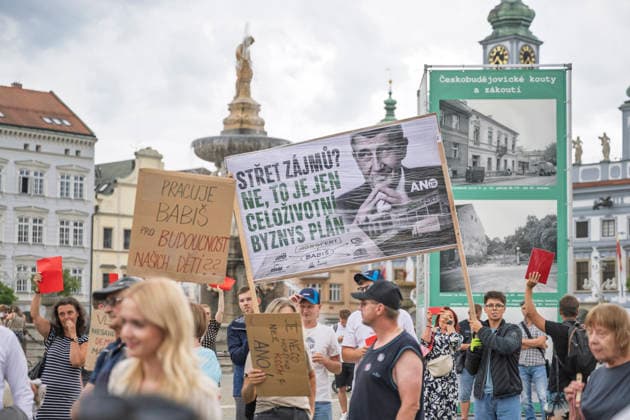 Public meeting with ministers of ANO movement, Czech PM Andrej Babis, Finance Minister Alena Schillerova and Industry Minister Karel Havlicek in Premysla Otakara II square in Ceske Budejovice, August 21, 2026. (CTKxPhoto VaclavxPancer) CTKPhotoF202608210002401  CTKPhotoF202608210002401