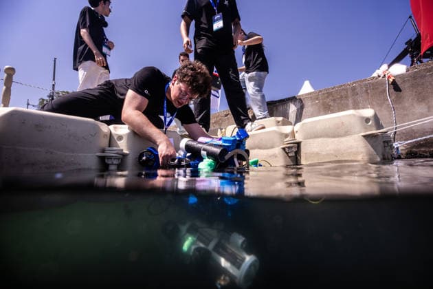 TEKNOFEST Blue Homeland KOCAELI, TURKIYE - AUGUST 21: Participants work on an unmanned underwater vehicle during the Unmanned Underwater Systems Competition held as part of TEKNOFEST Blue Homeland at the Golcuk Naval Shipyard Command in Kocaeli, Turkiye, on August 21, 2026. Organized under the main leadership of the Turkish National Defense Ministry and the Turkish Technology Team Foundation (T3 Foundation), with Anadolu as the Global Communication Partner, the event showcases Turkiye s maritime power, defense capabilities, and indigenous technologies. Gathering technology and defense industry enthusiasts around a maritime focus, the festival will welcome visitors through August 23. Sebnem Coskun Anadolu Kocaeli Turkey. Editorial use only  Copyright: x2026xAnadoluxSebnemxCoskunx