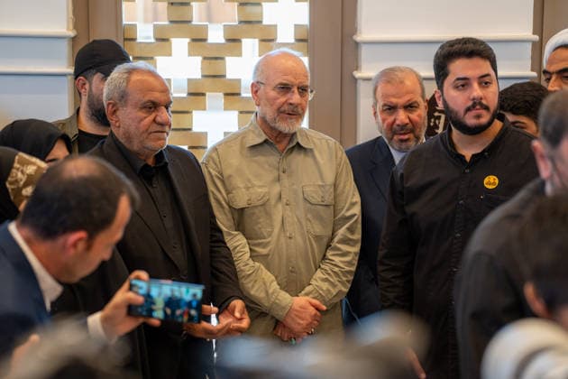 Iranian Parliament Speaker Mohammad Bagher Ghalibaf in Iraq NAJAF, IRAQ - AUGUST 21: Iranian Parliament Speaker Mohammad Bagher Ghalibaf visits the grave of Abu Mahdi al-Muhandis, former deputy head of the Popular Mobilization Forces (Hashd al-Shaabi), who was killed in a U.S. strike, in Najaf, Iraq, on August 21, 2026. Karar Essa Anadolu Najaf Iraq. Editorial use only. Please get in touch for any other usage.  Copyright: x2026xAnadoluxKararxEssax