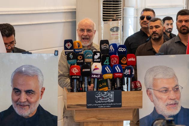 Iranian Parliament Speaker Mohammad Bagher Ghalibaf in Iraq NAJAF, IRAQ - AUGUST 21: Iranian Parliament Speaker Mohammad Bagher Ghalibaf visits the grave of Abu Mahdi al-Muhandis, former deputy head of the Popular Mobilization Forces (Hashd al-Shaabi), who was killed in a U.S. strike, in Najaf, Iraq, on August 21, 2026. Karar Essa Anadolu Najaf Iraq. Editorial use only. Please get in touch for any other usage.  Copyright: x2026xAnadoluxKararxEssax