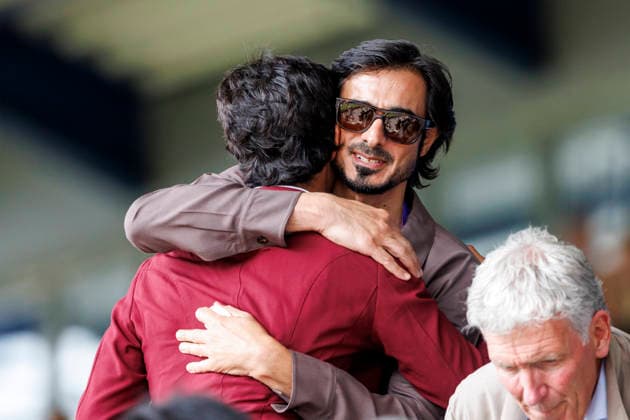 AACHEN - FEI World Championships 2026, AACHEN - FEI World Championships 2026 AL THANI Sheikh Jassim bin Hamad, AL THANI Sheikh Fahad Jassim H K, BEERBAUM Ludger Auf der Vip Tribüne in Aachen Jumping competition (penalties time) for Young Riders Aachen, Reitstadion Soers 21. August 2026 - *** AACHEN FEI World Championships 2026, AACHEN FEI World Championships 2026 AL THANI Sheikh Jassim bin Hamad, AL THANI Sheikh Fahad Jassim H K, Ludger Beerbaum in the VIP Box in Aachen; Jumping Competition Penalties and Time for Young Riders, Aachen, Soers Equestrian Stadium, August 21, 2026