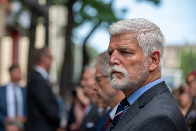 58th anniversary of the Soviet and Warsaw Pact invasion of Czechoslovakia in Prague, Czech Republic - 21 Aug 2026 President Petr Pavel seen during a ceremony to commemorate the 58th anniversary of the Soviet and Warsaw Pact invasion in front of the Czech Radio building. Czechs and Slovaks commemorate the 58th anniversary of the Soviet and Warsaw Pact invasion of Czechoslovakia which started on 21st August 1968. The Soviet army occupied Czechoslovakia until 1990. Prague Czech Republic Copyright: xTomasxTkacikx xSOPAxImagesx 20260821-pieta-rozhlas-1968-005