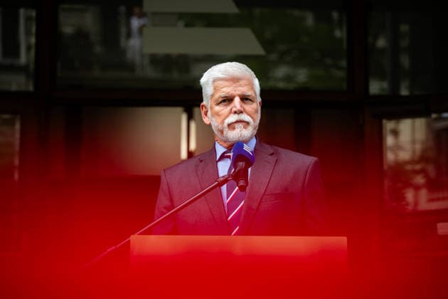 58th anniversary of the Soviet and Warsaw Pact invasion of Czechoslovakia in Prague, Czech Republic - 21 Aug 2026 President Petr Pavel speaks during a ceremony to commemorate the 58th anniversary of the Soviet and Warsaw Pact invasion in front of the Czech Radio building. Czechs and Slovaks commemorate the 58th anniversary of the Soviet and Warsaw Pact invasion of Czechoslovakia which started on 21st August 1968. The Soviet army occupied Czechoslovakia until 1990. Prague Czech Republic Copyright: xTomasxTkacikx xSOPAxImagesx 20260821-pieta-rozhlas-1968-006