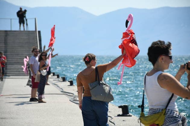 Global Sumud Flotilla activists arrive in Albania VLORE, ALBANIA - AUGUST 21: Boats carrying pro-Palestinian Italian and Albanian activists arrive off the coast of Vlore after sailing from Brindisi, Italy, on August 21, 2026 in Vlore, Albania. Several of the vessels had reportedly been damaged by the Israeli military during the flotilla s previous mission. The activists arrival coincides with the anniversary of the 1991 exodus in which thousands of Albanian refugees reached Italy s Puglia region aboard an overcrowded ship. The group is also expected to support the Flamingo Revolution protest against the reported sale of a beach in Zvernec for a tourism project allegedly linked to Ivanka Trump and Jared Kushner. Olsi Shehu Anadolu Vlore  Copyright: x2026xAnadoluxOlsixShehux