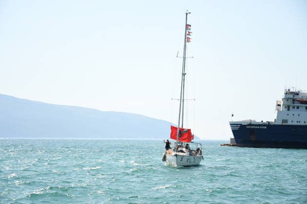 Global Sumud Flotilla activists arrive in Albania VLORE, ALBANIA - AUGUST 21: Boats carrying pro-Palestinian Italian and Albanian activists arrive off the coast of Vlore after sailing from Brindisi, Italy, on August 21, 2026 in Vlore, Albania. Several of the vessels had reportedly been damaged by the Israeli military during the flotilla s previous mission. The activists arrival coincides with the anniversary of the 1991 exodus in which thousands of Albanian refugees reached Italy s Puglia region aboard an overcrowded ship. The group is also expected to support the Flamingo Revolution protest against the reported sale of a beach in Zvernec for a tourism project allegedly linked to Ivanka Trump and Jared Kushner. Olsi Shehu Anadolu Vlore  Copyright: x2026xAnadoluxOlsixShehux