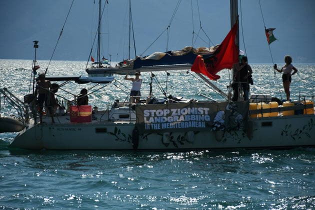 Global Sumud Flotilla activists arrive in Albania VLORE, ALBANIA - AUGUST 21: Boats carrying pro-Palestinian Italian and Albanian activists arrive off the coast of Vlore after sailing from Brindisi, Italy, on August 21, 2026 in Vlore, Albania. Several of the vessels had reportedly been damaged by the Israeli military during the flotilla s previous mission. The activists arrival coincides with the anniversary of the 1991 exodus in which thousands of Albanian refugees reached Italy s Puglia region aboard an overcrowded ship. The group is also expected to support the Flamingo Revolution protest against the reported sale of a beach in Zvernec for a tourism project allegedly linked to Ivanka Trump and Jared Kushner. Olsi Shehu Anadolu Vlore  Copyright: x2026xAnadoluxOlsixShehux