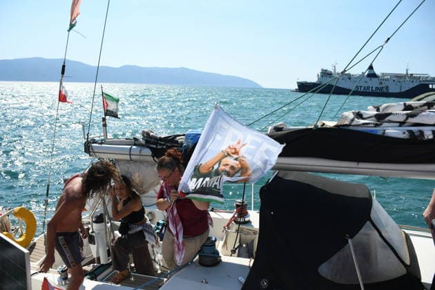 Global Sumud Flotilla activists arrive in Albania VLORE, ALBANIA - AUGUST 21: Boats carrying pro-Palestinian Italian and Albanian activists arrive off the coast of Vlore after sailing from Brindisi, Italy, on August 21, 2026 in Vlore, Albania. Several of the vessels had reportedly been damaged by the Israeli military during the flotilla s previous mission. The activists arrival coincides with the anniversary of the 1991 exodus in which thousands of Albanian refugees reached Italy s Puglia region aboard an overcrowded ship. The group is also expected to support the Flamingo Revolution protest against the reported sale of a beach in Zvernec for a tourism project allegedly linked to Ivanka Trump and Jared Kushner. Olsi Shehu Anadolu Vlore  Copyright: x2026xAnadoluxOlsixShehux
