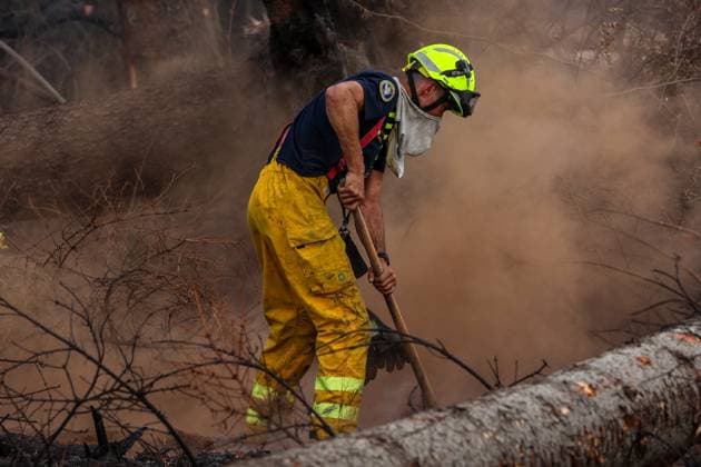A guided visit is organized to the firefighters still active on the site of the fires in the Hautes Fagnes (High Fens) nature reserve, on Friday 21 August 2026. The fire started on August 14th and 3000 hectares (on a total of 4500) are impacted.  JULIENxWARNAND 183919117