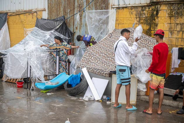 The humanitarian crisis in Ceuta continues. Migrants camped out in the Tarajal warehouses, August 21, 2026, in Ceuta, Spain. Ceuta continues to face a serious humanitarian crisis following the historic mass influx of more than 70,000 migrants who swam across the Tarajal on July 30 and 31. Although the police deployment and border reinforcement by Moroccan authorities have succeeded in curbing the influx, the autonomous city continues to face a serious humanitarian, health, and security crisis. AUGUST 21, 2026 Spain  Copyright: xMarcosxMorenox 7724452
