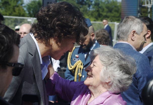 August 21, 2026, Ottawa, On, CANADA: Former prime minister Justin Trudeau greets Governor General Louise Arbour at the opening ceremony of Thunderhead, the 2SLGBTQI+ National Monument, in Ottawa, Friday, Aug. 21, 2026. Ottawa CANADA  - ZUMAc35_ 20260821_zaf_c35_021 Copyright: xPatrickxDoylex