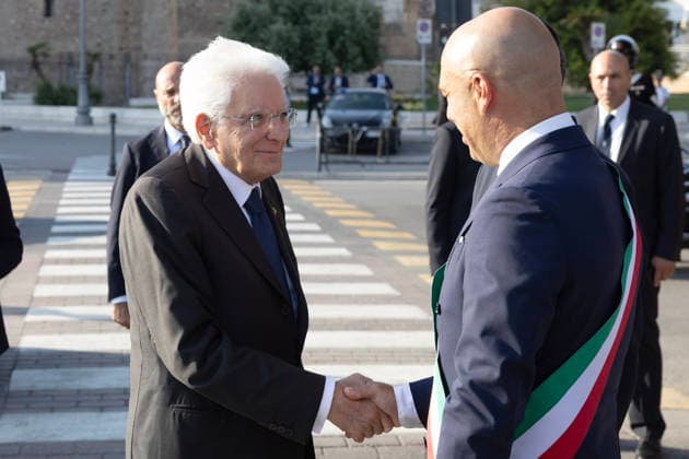 August 21, 2026, Taranto, Rome, Italy: President of the Republic Sergio Mattarella welcomed by Pietro Bitetti, Mayor of Taranto, on the occasion of the opening ceremony of the XX Mediterranean Games Taranto 2026 Taranto Italy  - ZUMAa289 20260821_zia_a289_024 Copyright: xAmmendolaxUffxStampax xAgfx