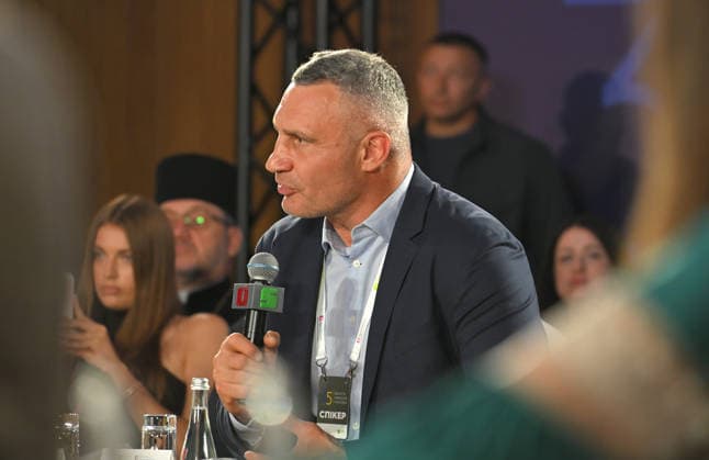 Kyiv city head Vitali Klitschko attends the 35 Years of Restored Independence: Unity Around the Flag National Roundtable, organised by the Kyiv Security Forum, ahead of Ukraine’s 35th Independence Day, Kyiv, Ukraine, August 21, 2026. (Photo by Yevhen Kotenko Ukrinform) National roundtable marking 35 years of Ukraine’s independence  Copyright: xYevhenxKotenkox