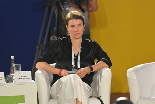 Strategic communications expert Liubov Tsybulska attends the 35 Years of Restored Independence: Unity Around the Flag National Roundtable, organised by the Kyiv Security Forum, ahead of Ukraine’s 35th Independence Day, Kyiv, Ukraine, August 21, 2026. (Photo by Yevhen Kotenko Ukrinform) National roundtable marking 35 years of Ukraine’s independence  Copyright: xYevhenxKotenkox