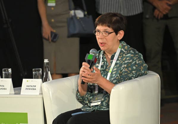 Editor-in-chief of the Detector Media online publication Nataliia Lihachova attends the 35 Years of Restored Independence: Unity Around the Flag National Roundtable, organised by the Kyiv Security Forum, ahead of Ukraine’s 35th Independence Day, Kyiv, Ukraine, August 21, 2026. (Photo by Yevhen Kotenko Ukrinform) National roundtable marking 35 years of Ukraine’s independence  Copyright: xYevhenxKotenkox
