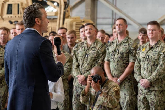 August 21, 2026, North Charleston, Sc, United States: U.S. Defense Secretary Pete Hegseth, delivers remarks to service members during a visit to the newly renamed Joint Base Lindsey Graham, August 10, 2026 in North Charleston, South Carolina. The former Joint Base Charleston was renamed in Senator GrahamÃ¢â‚¬â ¢s honor following his sudden passing. North Charleston United States - ZUMAp138 20260821_zaa_p138_024 Copyright: xA1cxAmorixGreer UsxAirx