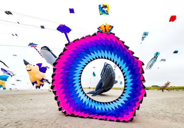 August 21,, 2026 - Long Beach, Washington , USA: The Washington State International Kite Festival is a week-long celebration of kites and kite flying. Held annually during the third full week of August, the prevailing winds off the Pacific Ocean usually provide ample lift for the outsized kites. Long Beach USA  - ZUMAce6_ 20260821_zaf_ce6_012 Copyright: xBrianxCahnx