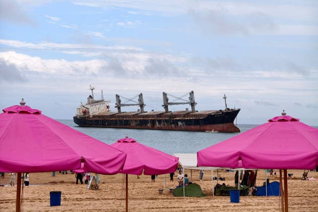China Derelict Steel Attraction A view of the deserted Panama-flagged cargo ship Blueways, which ran aground on a beach during a typhoon in September 2022, in Weihai, in eastern China s Shandong province, Friday, Aug. 21, 2026. The derelict steel hulk has since become a local tourist attraction., Credit:JASON ZHAO Utuku Feature China Avalon CHINA, SHANDONG, WEIHAI  Copyright: xJASONxZHAOx xUtuku FeaturexChinax xAvalonx 1127143337