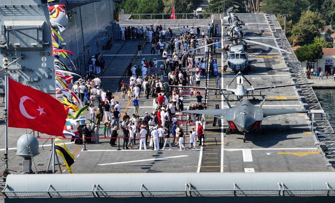 TEKNOFEST Blue Homeland KOCAELI, TURKIYE - AUGUST 22: People continue to visit the TEKNOFEST Blue Homeland at the Golcuk Naval Shipyard Command in Kocaeli, Turkiye, on August 22, 2026. Organized under the main leadership of the Turkish National Defense Ministry and the Turkish Technology Team Foundation (T3 Foundation), with Anadolu as the Global Communication Partner, the event showcases Turkiye s maritime power, defense capabilities, and indigenous technologies. Gathering technology and defense industry enthusiasts around a maritime focus, the festival will welcome visitors through August 23. Ali Atmaca Anadolu Kocaeli Turkey. Editorial use only. Please get in touch for any other usage.  Copyright: x2026xAnadoluxAlixAtmacax