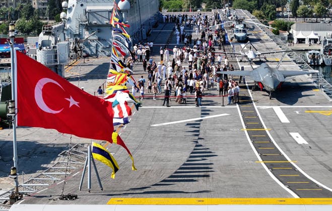TEKNOFEST Blue Homeland KOCAELI, TURKIYE - AUGUST 22: People continue to visit the TEKNOFEST Blue Homeland at the Golcuk Naval Shipyard Command in Kocaeli, Turkiye, on August 22, 2026. Organized under the main leadership of the Turkish National Defense Ministry and the Turkish Technology Team Foundation (T3 Foundation), with Anadolu as the Global Communication Partner, the event showcases Turkiye s maritime power, defense capabilities, and indigenous technologies. Gathering technology and defense industry enthusiasts around a maritime focus, the festival will welcome visitors through August 23. Ali Atmaca Anadolu Kocaeli Turkey. Editorial use only. Please get in touch for any other usage.  Copyright: x2026xAnadoluxAlixAtmacax