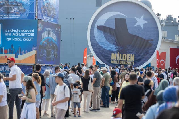 TEKNOFEST Blue Homeland KOCAELI, TURKIYE - AUGUST 22: People continue to visit the TEKNOFEST Blue Homeland at the Golcuk Naval Shipyard Command in Kocaeli, Turkiye, on August 22, 2026. Organized under the main leadership of the Turkish National Defense Ministry and the Turkish Technology Team Foundation (T3 Foundation), with Anadolu as the Global Communication Partner, the event showcases Turkiye s maritime power, defense capabilities, and indigenous technologies. Gathering technology and defense industry enthusiasts around a maritime focus, the festival will welcome visitors through August 23. Ibrahim Yozoglu Anadolu Kocaeli Turkey. Editorial use only. Please get in touch for any other usage.  Copyright: x2026xAnadoluxIbrahimxYozoglux