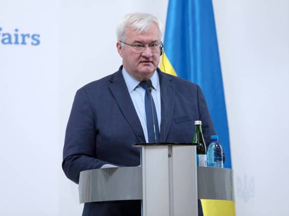 Foreign Minister of Ukraine Andrii Sybiha attends a joint news conference with Federal Minister for Foreign Affairs of Germany Johann Wadephul following negotiations, Kyiv, Ukraine, August 22, 2026. The talks focused on strengthening defence support for Ukraine, protecting critical infrastructure, preparing for winter, and diplomatic steps to end the war. The German Foreign Minister’s visit took place on the eve of the 35th anniversary of Ukraine’s independence, amid another wave of massive Russian attacks on civilian targets. (Photo by Hennadii Minchenko Ukrinform) Joint news conference of Ukrainian and German Foreign Ministers in Kyiv  Copyright: xHennadiixMinchenkox