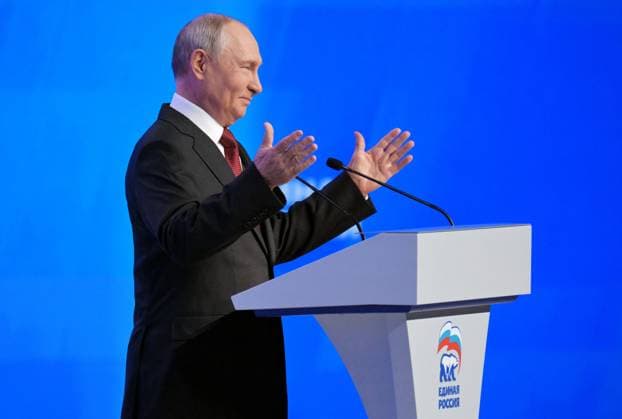 Russia UR Party Congress 9226451 22.08.2026 Russian President Vladimir Putin speaks during a session of the second stage of the 23rd Congress of the United Russia party in Moscow, Russia. Alexey Nikolskiy Sputnik Moscow Russia  Copyright: xAlexeyxNikolskiyx