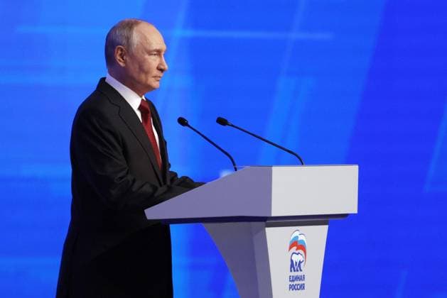 Russia UR Party Congress 9226484 22.08.2026 Russian President Vladimir Putin speaks during a session of the second stage of the 23rd Congress of the United Russia party in Moscow, Russia. Gavriil Grigorov Sputnik Moscow Russia  Copyright: xGavriilxGrigorovx