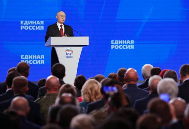 Russia UR Party Congress 9226486 22.08.2026 Russian President Vladimir Putin speaks during a session of the second stage of the 23rd Congress of the United Russia party in Moscow, Russia. Gavriil Grigorov Sputnik Moscow Russia  Copyright: xGavriilxGrigorovx