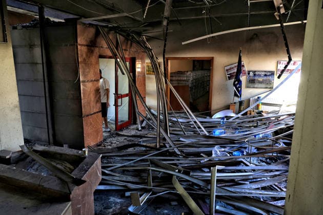 The training base of FC Chornomorets Odesa in the suburbs of Odesa is damaged by a Russian attack, Ukraine, August 22, 2026. The Liustdorf sports and recreation complex in Sovinion, a closed elite cottage village and prestigious leisure area in the south of Odesa near the Black Sea, sustained serious damage. No casualties among the team were reported. This is not the first case of targeted destruction of the club’s property. In February 2025, the training base was shelled for the first time, while on August 7, 2026, a missile strike hit the Chornomorets Stadium, the club’s main home arena in Odesa, injuring people. (Photo by Nina Liashonok Ukrinform) Russians attack training base of FC Chornomorets Odesa  Copyright: xNinaxLiashonokx