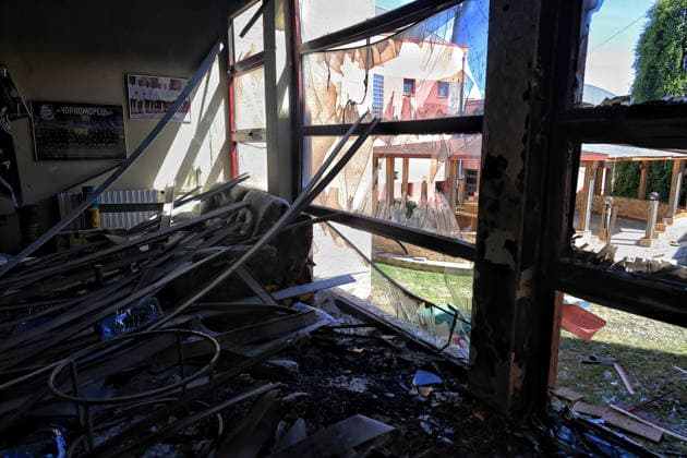 The training base of FC Chornomorets Odesa in the suburbs of Odesa is damaged by a Russian attack, Ukraine, August 22, 2026. The Liustdorf sports and recreation complex in Sovinion, a closed elite cottage village and prestigious leisure area in the south of Odesa near the Black Sea, sustained serious damage. No casualties among the team were reported. This is not the first case of targeted destruction of the club’s property. In February 2025, the training base was shelled for the first time, while on August 7, 2026, a missile strike hit the Chornomorets Stadium, the club’s main home arena in Odesa, injuring people. (Photo by Nina Liashonok Ukrinform) Russians attack training base of FC Chornomorets Odesa  Copyright: xNinaxLiashonokx