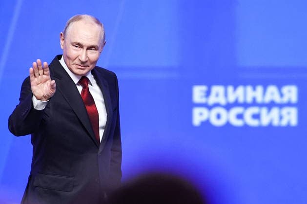RUSSIA, MOSCOW - AUGUST 22, 2026: Russia s President Vladimir Putin attends a plenary session as part of Stage 2 of the United Russia Party s Congress ahead of the 2026 Russian State Duma election, at Megasport Sports Palace. Mikhail Tereshchenko TASS  96468083