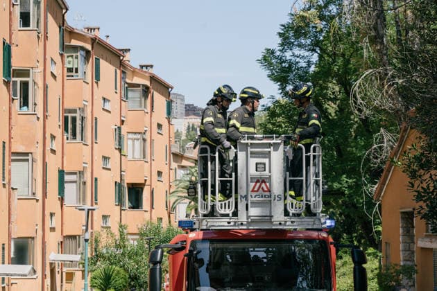 IPA87690638 - Perugia Via G. Battista Vico Pallotta neighborhood an explosion on the top floor of a building; two people in critical condition were taken to the hospital. Part of the roof collapsed.  Copyright: xemanuelaxbianconix xx 87690638