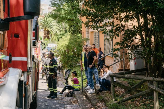 IPA87690650 - Perugia Via G. Battista Vico, Pallotta neighborhood an explosion on the top floor of an apartment building; two people in critical condition were taken to the hospital. Part of the roof collapsed.  Copyright: xemanuelaxbianconix xx 87690650