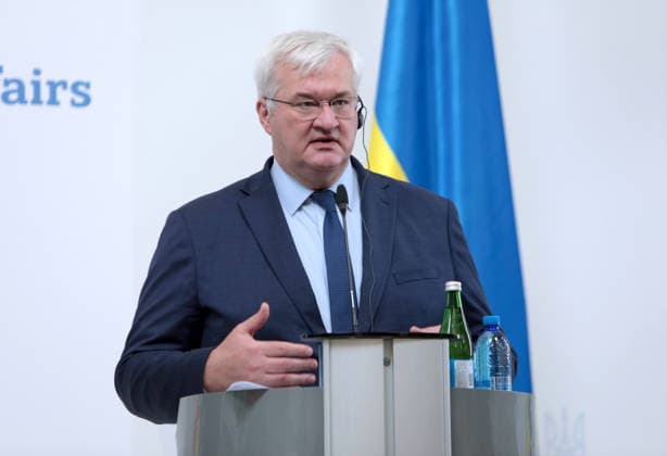 Joint news conference of Ukrainian and German Foreign Ministers in Kyiv Foreign Minister of Ukraine Andrii Sybiha attends a joint news conference with Federal Minister for Foreign Affairs of Germany Johann Wadephul following negotiations, Kyiv, Ukraine, August 22, 2026. The talks focused on strengthening defence support for Ukraine, protecting critical infrastructure, preparing for winter, and diplomatic steps to end the war. The German Foreign Minister™s visit took place on the eve of the 35th anniversary of Ukraine™s independence, amid another wave of massive Russian attacks on civilian targets., Credit:Hennadii Minchenko Ukrinform Avalon Ukraine, Kyiv  Copyright: xHennadiixMinchenkox xUkrinformx xAvalonx 1127332798