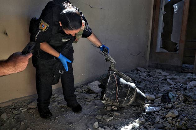 Russians attack training base of FC Chornomorets Odesa A National Police officer examines a fragment of a Russian projectile found at the training base of FC Chornomorets Odesa in the suburbs of Odesa, Ukraine, August 22, 2026. The Liustdorf sports and recreation complex in Sovinion, a closed elite cottage village and prestigious leisure area in the south of Odesa near the Black Sea, sustained serious damage. No casualties among the team were reported. This is not the first case of targeted destruction of the club™s property. In February 2025, the training base was shelled for the first time, while on August 7, 2026, a missile strike hit the Chornomorets Stadium, the club™s main home arena in Odesa, injuring people., Credit:Nina Liashon  Copyright: xNinaxLiashonokx xUkrinformx xAvalonx 1127354751