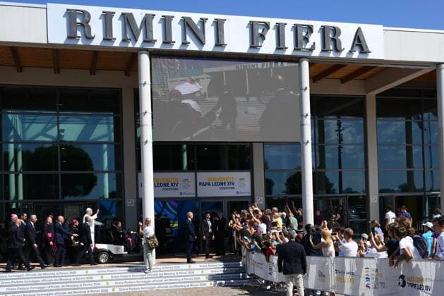 August 22, 2026, Rimini, ITALY: Pope Leo XIV arrives for the 47th Meeting for Friendship Among Peoples, organized by the Communion and Liberation movement in Rimini, Italy, 22 August 2026. ANSA ETTORE FERRARI. Rimini ITALY  - ZUMAa110 20260822_zaf_a110_039 Copyright: xEttorexFerrarix