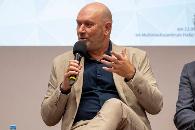 Wahlforum des Kreativwirtschaft Sachsen-Anhalt e.V.KWSA im MMZ Halle Saale Halle Saale,Deutschland 22. August 2026 Im Bild:Wolfgang Aldag (Buendnis 90 Die Gruenen) Halle Saale Mitteldeutsches Medienzentrum Sachsen Anhalt Deutschland *** Election Forum of the Creative Industries of Saxony-Anhalt e.V. (KWSA) at the MMZ Halle Saale, Halle Saale, Germany, August 22, 2026. Pictured: Wolfgang Aldag, Alliance 90 The Greens, Halle Saale, Central German Media Center, Saxony-Anhalt, Germany
