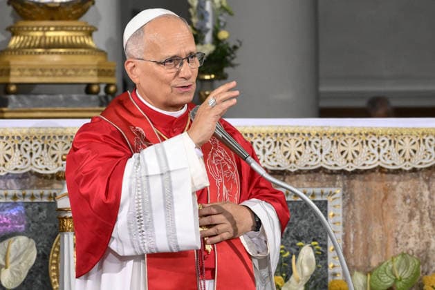 Pope Leo XIV’s Visit to The Republic of San Marino Pope Leo XIV meets the Catholic community in the San Marino basilica during his visit to the Republic of San Marino (Central Italy) on August 22, 2026 for a half-day pastoral visit. Before he met with the civil authorities of San Marino at the Public Palace, offering his gratitude to the Captains Regent, a tradition that dates back to 1243. In his address, Pope Leo expressed his joy to visit the world’s oldest Republic. Known as the ‘Most Serene Republic,’ San Marino has remained rooted in its motto ‘Libertas’ (Liberty), which the Pope said sums up its history and aspirations for the future. Photo by (EV) Mario Tomassetti Vatican Media ABACAPRESS.COM San Marino Italy  Copyright: xABACAx