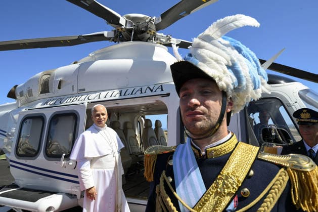 Pope Leo XIV’s Visit to The Republic of San Marino Pope Leo XIV traveled to the Republic of San Marino (Central Italy) on August 22, 2026 for a half-day pastoral visit. He met first with the civil authorities of San Marino at the Public Palace, offering his gratitude to the Captains Regent, a tradition that dates back to 1243. In his address, Pope Leo expressed his joy to visit the world’s oldest Republic. Known as the ‘Most Serene Republic,’ San Marino has remained rooted in its motto ‘Libertas’ (Liberty), which the Pope said sums up its history and aspirations for the future. Photo by (EV) Simone Risoluti Vatican Media ABACAPRESS.COM San Marino Italy  Copyright: xABACAx