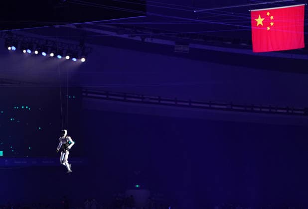 (260822) -- BEIJING, Aug. 22, 2026 -- A humanoid robot performs during the opening ceremony of the 2nd World Humanoid Robot Games in Beijing, capital of China, Aug. 22, 2026. ) (SP)CHINA-BEIJING-WORLD HUMANOID ROBOT GAMES-OPENING CEREMONY (CN) ZhangxChenlin 