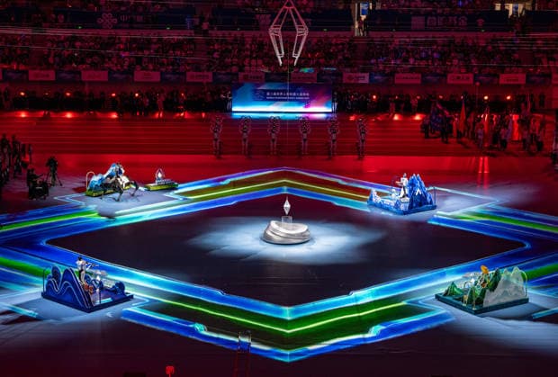 (260822) -- BEIJING, Aug. 22, 2026 -- Humanoid robots perform during the opening ceremony of the 2nd World Humanoid Robot Games in Beijing, capital of China, Aug. 22, 2026. ) (SP)CHINA-BEIJING-WORLD HUMANOID ROBOT GAMES-OPENING CEREMONY (CN) SunxFei 
