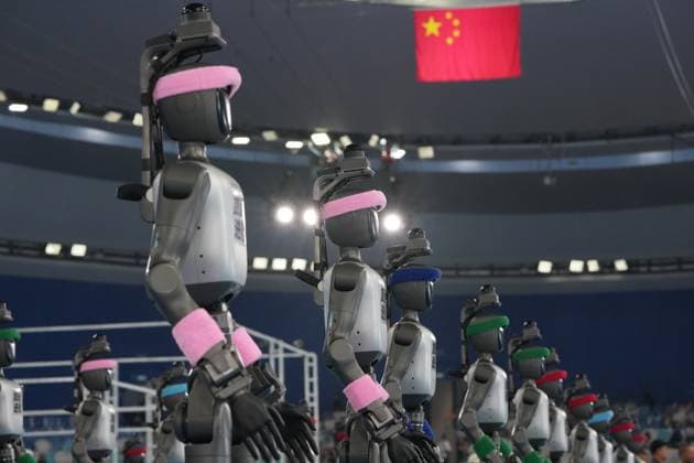 (260822) -- BEIJING, Aug. 22, 2026 -- Humanoid robots are ready to perform before the opening ceremony of the 2nd World Humanoid Robot Games in Beijing, capital of China, Aug. 22, 2026. ) (SP)CHINA-BEIJING-WORLD HUMANOID ROBOT GAMES-OPENING CEREMONY (CN) JuxHuanzong 