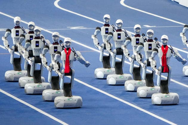 (260822) -- BEIJING, Aug. 22, 2026 -- Humanoid robots parade during the opening ceremony of the 2nd World Humanoid Robot Games in Beijing, capital of China, Aug. 22, 2026. ) (SP)CHINA-BEIJING-WORLD HUMANOID ROBOT GAMES-OPENING CEREMONY (CN) JuxHuanzong 