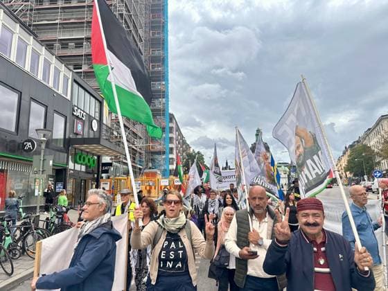 Hundreds rally in Stockholm Against Israeli Attacks on Gaza STOCKHOLM, SWEDEN - AUGUST 22: Demonstrators take part in a protest in Stockholm against Israeli attacks on Gaza and restrictions on the entry of humanitarian aid to the enclave, on August 22, 2026 in Stockholm, Sweden. Hundreds of people joined the demonstration in the Swedish capital to voice support for Palestinians and call for greater access to humanitarian assistance in Gaza. Atila Altuntas Anadolu Stockholm Sweden. Editorial use only. Please get in touch for any other usage.  Copyright: x2026xAnadoluxAtilaxAltuntasx