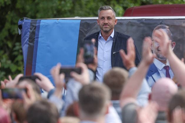 Familienfest der AfD in Merseburg. Landtagswahlkampf in Sachsen-Anhalt der AfD mit dem Spitzenkandidat Ulrich Siegmund. Im Bild Ulrich Siegmund (AfD). Landtagswahlkampf, AfD Familienfest am 22.08.2026 in Merseburg Deutschland. NUTZUNG NUR REDAKTIONELL *** AfD Family Festival in Merseburg; AfD’s State Legislative Election Campaign in Saxony-Anhalt with lead candidate Ulrich Siegmund. Pictured: Ulrich Siegmund; AfD State Legislative Election Campaign; AfD Family Festival on August 22, 2026, in Merseburg, Germany. FOR EDITORIAL USE ONLY