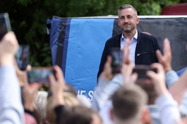 Familienfest der AfD in Merseburg. Landtagswahlkampf in Sachsen-Anhalt der AfD mit dem Spitzenkandidat Ulrich Siegmund. Im Bild Ulrich Siegmund (AfD). Landtagswahlkampf, AfD Familienfest am 22.08.2026 in Merseburg Deutschland. NUTZUNG NUR REDAKTIONELL *** AfD Family Festival in Merseburg; AfD’s State Legislative Election Campaign in Saxony-Anhalt with lead candidate Ulrich Siegmund. Pictured: Ulrich Siegmund; AfD State Legislative Election Campaign; AfD Family Festival on August 22, 2026, in Merseburg, Germany. FOR EDITORIAL USE ONLY